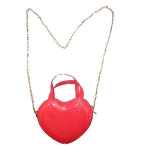 New Embossed Red and Gold Heart Shaped Fashion Bag